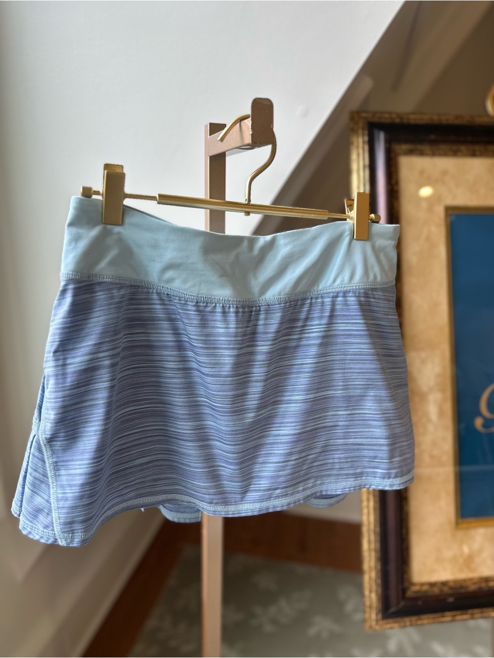 Lululemon Pace Rival Skirt | Size 6 | Blue Stripe | Built-In Shorts